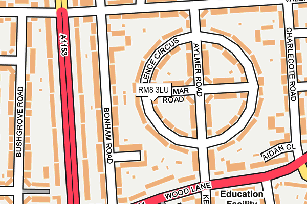 RM8 3LU map - OS OpenMap – Local (Ordnance Survey)