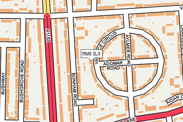 RM8 3LX map - OS OpenMap – Local (Ordnance Survey)