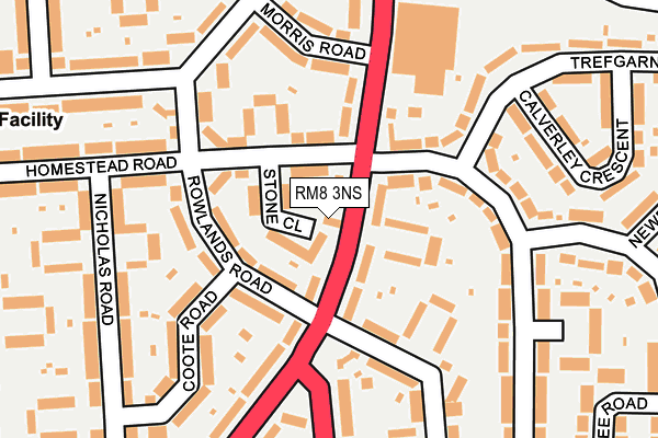 RM8 3NS map - OS OpenMap – Local (Ordnance Survey)