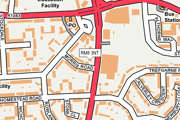 RM8 3NT map - OS OpenMap – Local (Ordnance Survey)