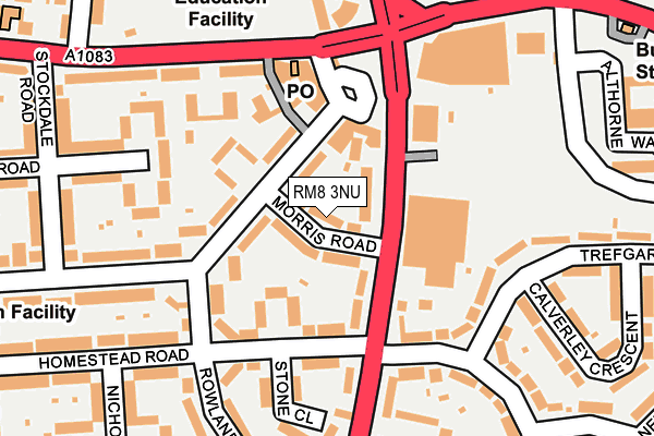 RM8 3NU map - OS OpenMap – Local (Ordnance Survey)