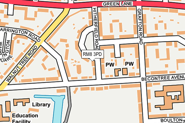 RM8 3PD map - OS OpenMap – Local (Ordnance Survey)