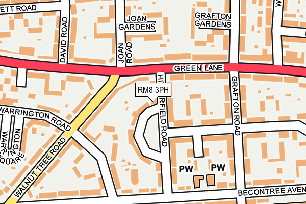 RM8 3PH map - OS OpenMap – Local (Ordnance Survey)