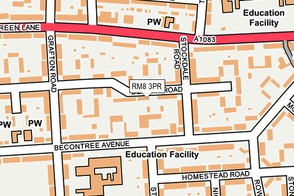 RM8 3PR map - OS OpenMap – Local (Ordnance Survey)