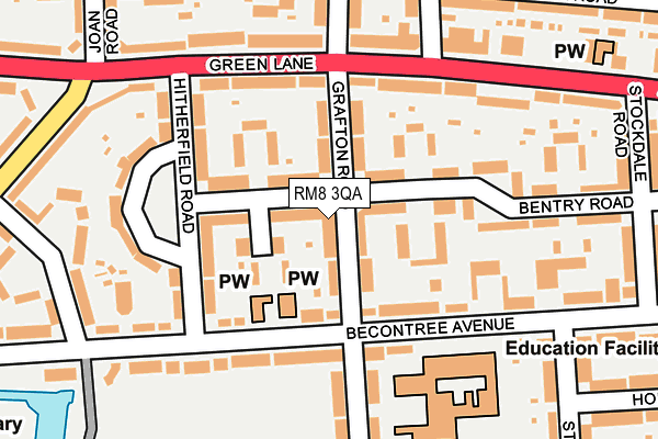 RM8 3QA map - OS OpenMap – Local (Ordnance Survey)