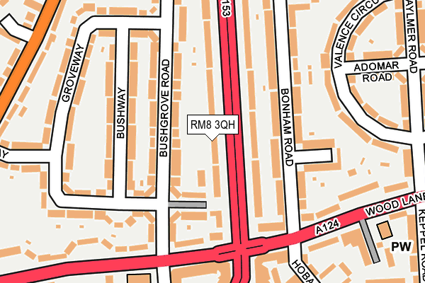 RM8 3QH map - OS OpenMap – Local (Ordnance Survey)
