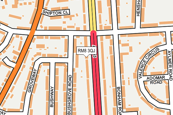 RM8 3QJ map - OS OpenMap – Local (Ordnance Survey)