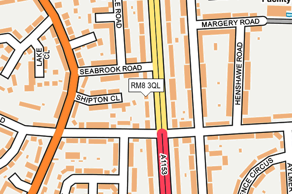 RM8 3QL map - OS OpenMap – Local (Ordnance Survey)