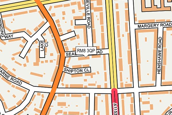 RM8 3QP map - OS OpenMap – Local (Ordnance Survey)