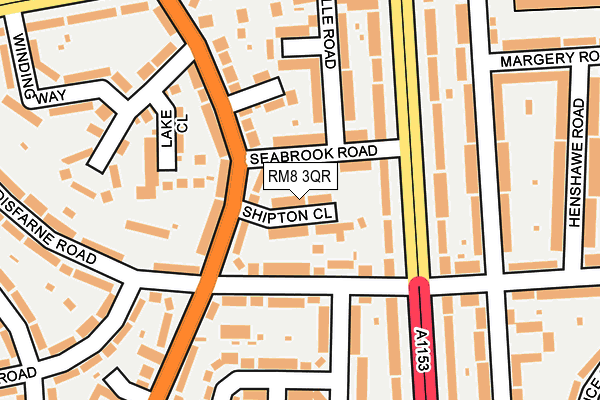 RM8 3QR map - OS OpenMap – Local (Ordnance Survey)