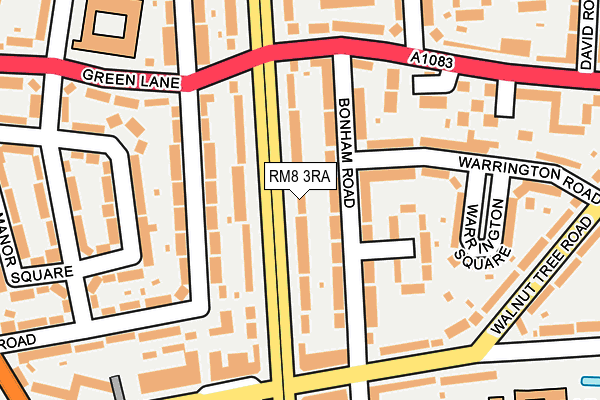 RM8 3RA map - OS OpenMap – Local (Ordnance Survey)