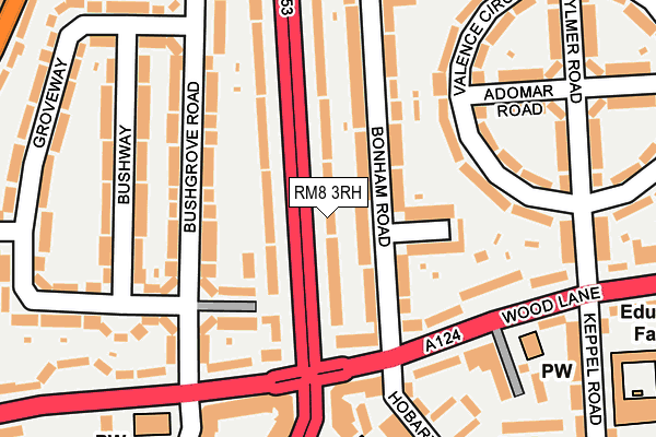 RM8 3RH map - OS OpenMap – Local (Ordnance Survey)