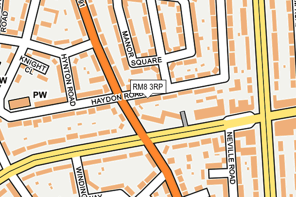 RM8 3RP map - OS OpenMap – Local (Ordnance Survey)
