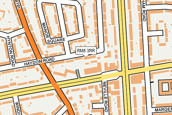 RM8 3RR map - OS OpenMap – Local (Ordnance Survey)