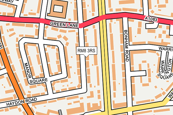 RM8 3RS map - OS OpenMap – Local (Ordnance Survey)