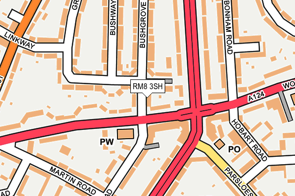 RM8 3SH map - OS OpenMap – Local (Ordnance Survey)