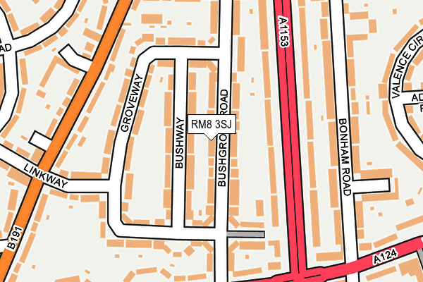 RM8 3SJ map - OS OpenMap – Local (Ordnance Survey)