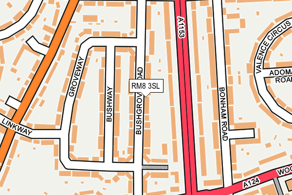 RM8 3SL map - OS OpenMap – Local (Ordnance Survey)