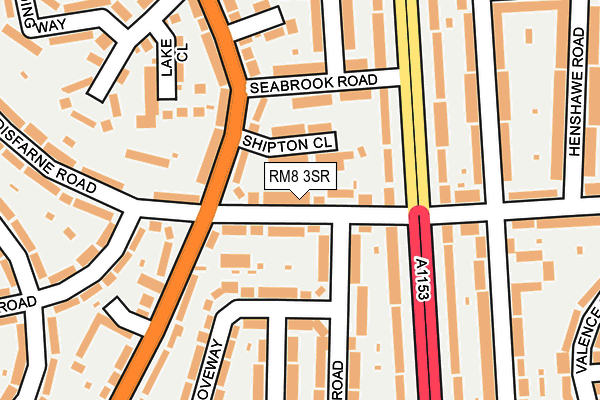 RM8 3SR map - OS OpenMap – Local (Ordnance Survey)