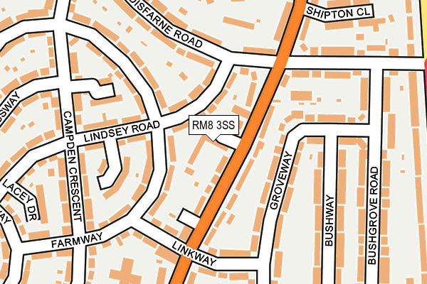 RM8 3SS map - OS OpenMap – Local (Ordnance Survey)