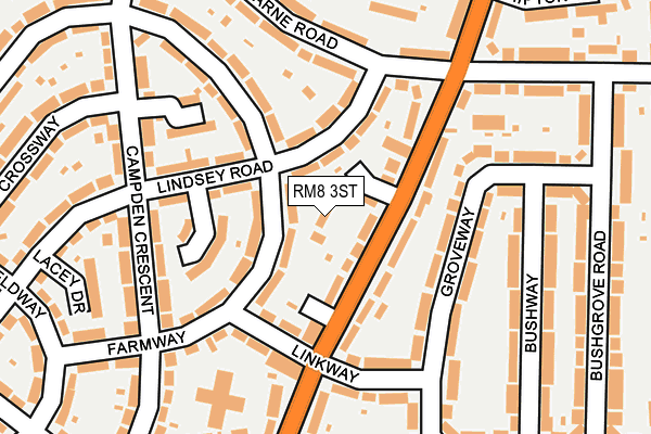 RM8 3ST map - OS OpenMap – Local (Ordnance Survey)