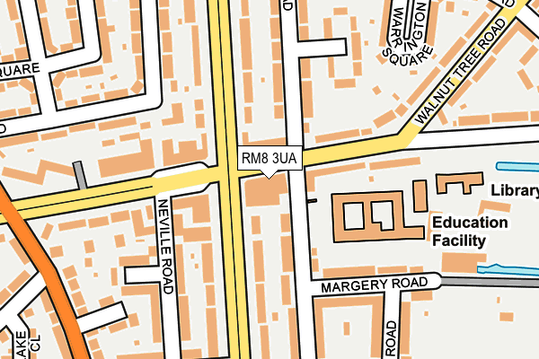 RM8 3UA map - OS OpenMap – Local (Ordnance Survey)