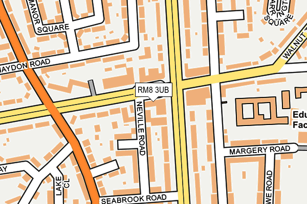 RM8 3UB map - OS OpenMap – Local (Ordnance Survey)