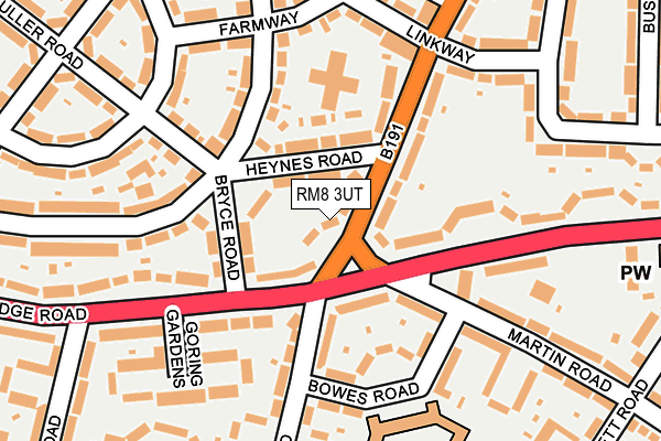 RM8 3UT map - OS OpenMap – Local (Ordnance Survey)