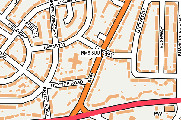 RM8 3UU map - OS OpenMap – Local (Ordnance Survey)