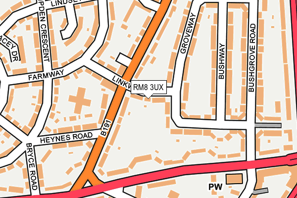 RM8 3UX map - OS OpenMap – Local (Ordnance Survey)