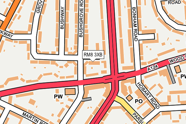 RM8 3XB map - OS OpenMap – Local (Ordnance Survey)