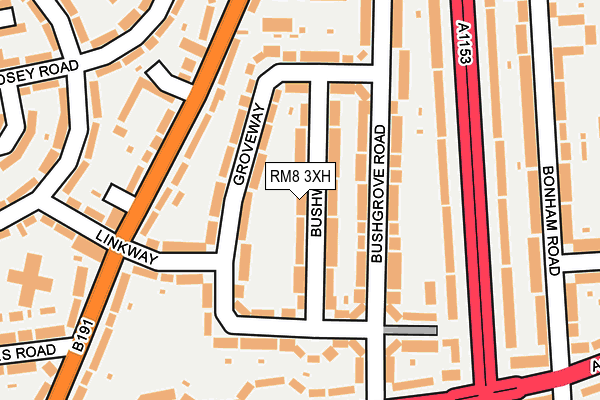 RM8 3XH map - OS OpenMap – Local (Ordnance Survey)