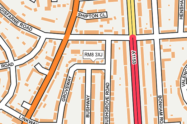 RM8 3XJ map - OS OpenMap – Local (Ordnance Survey)