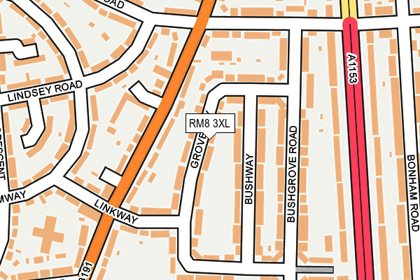 RM8 3XL map - OS OpenMap – Local (Ordnance Survey)