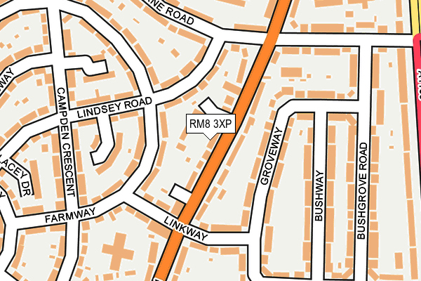 RM8 3XP map - OS OpenMap – Local (Ordnance Survey)