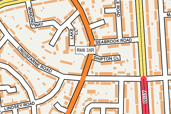 RM8 3XR map - OS OpenMap – Local (Ordnance Survey)