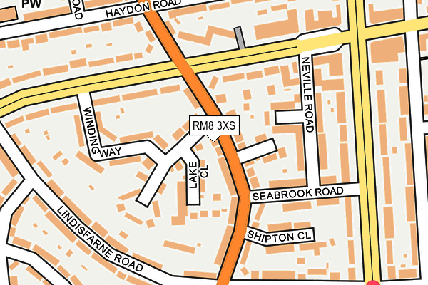 RM8 3XS map - OS OpenMap – Local (Ordnance Survey)