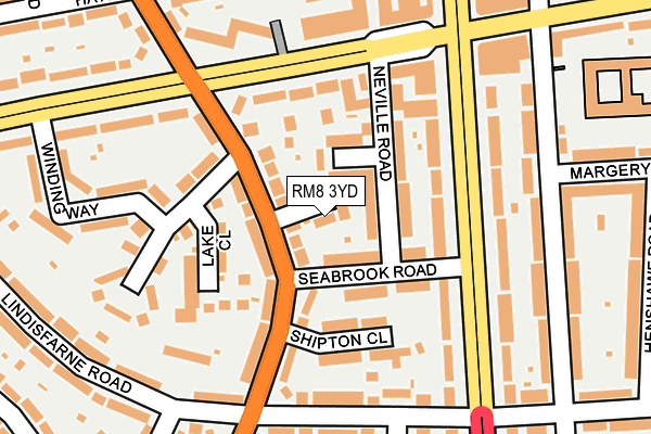 RM8 3YD map - OS OpenMap – Local (Ordnance Survey)