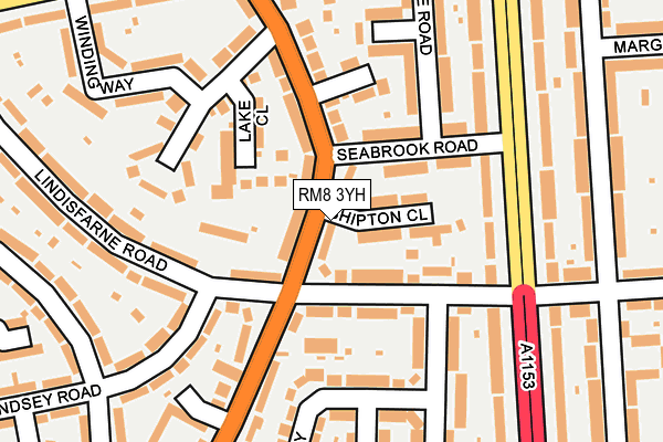 RM8 3YH map - OS OpenMap – Local (Ordnance Survey)