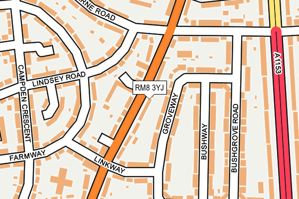 RM8 3YJ map - OS OpenMap – Local (Ordnance Survey)