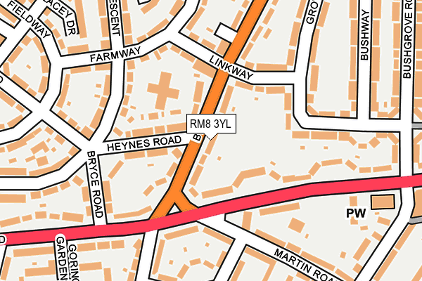 RM8 3YL map - OS OpenMap – Local (Ordnance Survey)