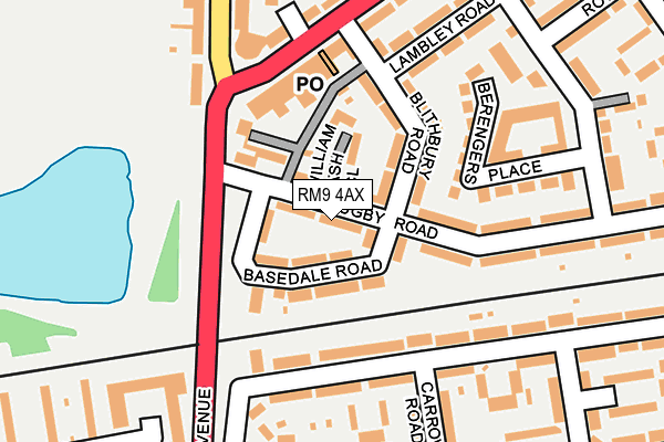 RM9 4AX map - OS OpenMap – Local (Ordnance Survey)