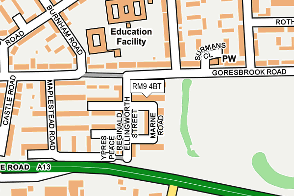 RM9 4BT map - OS OpenMap – Local (Ordnance Survey)