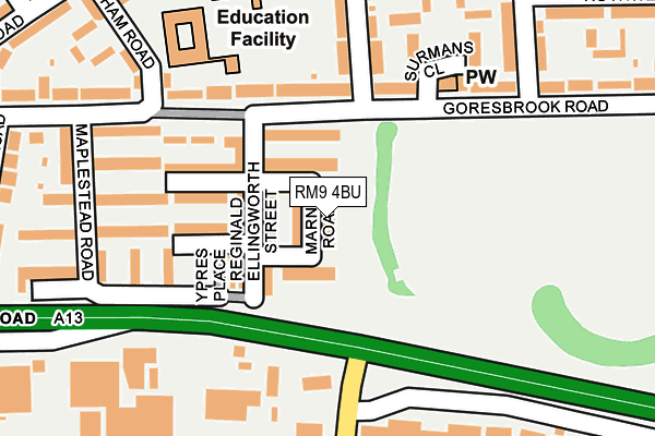 RM9 4BU map - OS OpenMap – Local (Ordnance Survey)