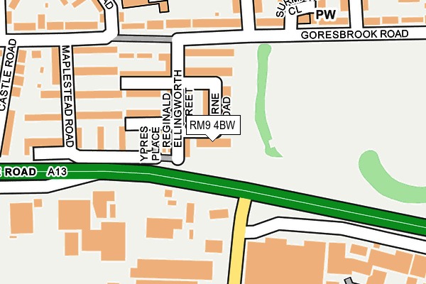 RM9 4BW map - OS OpenMap – Local (Ordnance Survey)