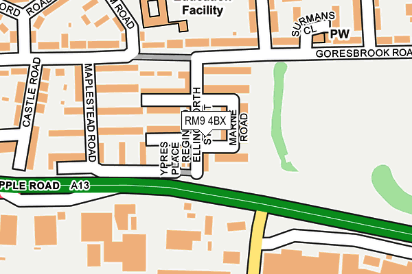 RM9 4BX map - OS OpenMap – Local (Ordnance Survey)