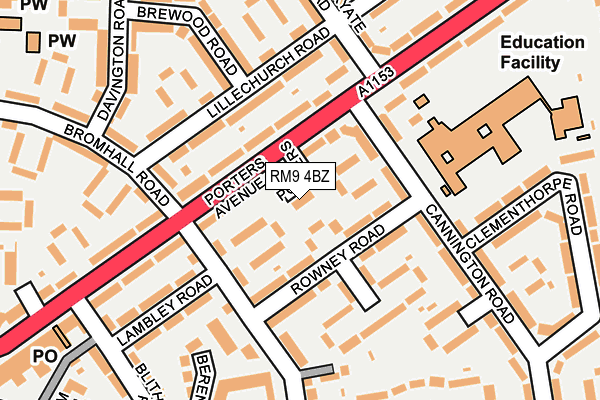 RM9 4BZ map - OS OpenMap – Local (Ordnance Survey)