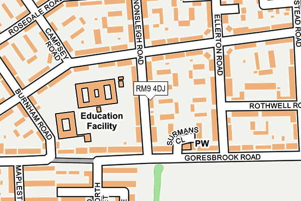 RM9 4DJ map - OS OpenMap – Local (Ordnance Survey)