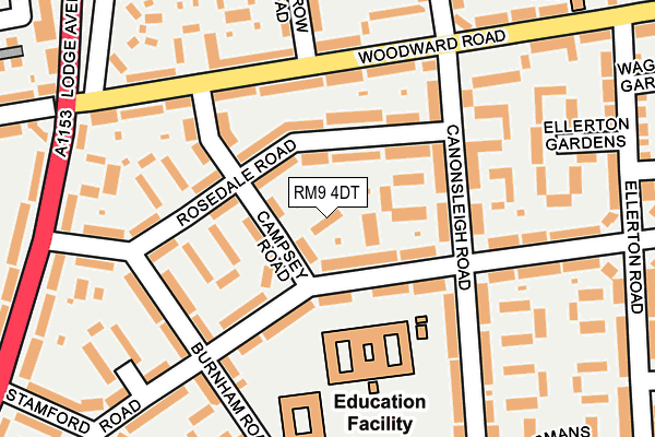 RM9 4DT map - OS OpenMap – Local (Ordnance Survey)