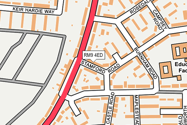 RM9 4ED map - OS OpenMap – Local (Ordnance Survey)